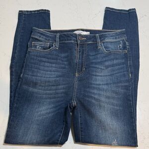 Cello Women's Dark Blue Skinny Jeans.  Distressed. Size 9